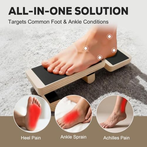 Single Leg Balance Board Wooden Foot Strengthener Trainer for Sprained Ankle and Achilles Tendon, Stability Training Plantar Fasciitis Relief, Stronger Ankles & Better Balance in 10 Minutes Daily