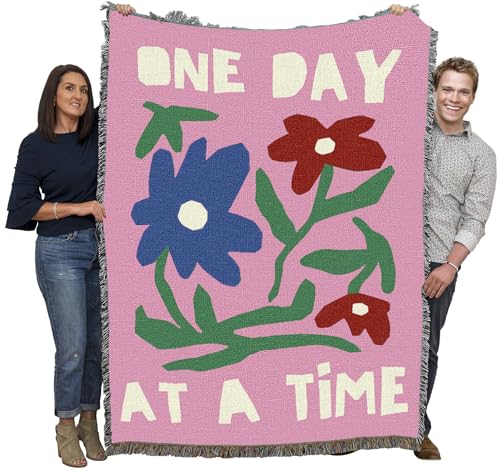 Pure Country Weavers One Day At A Time Blanket - Gift Tapestry Throw Woven from Cotton - Made in The USA (72x54) - color: One Day at a Time, size: 72x54