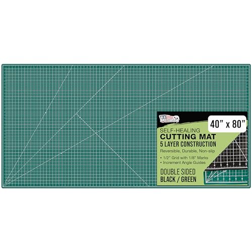 U.S. Art Supply 40"x80" Self-Healing Cutting Mat 5-Ply Green/Black | Double-Sided Green/Black Craft Mat, Non-Slip Cutting Mats for Crafts, Sewing, Quilting, Scrapbooking