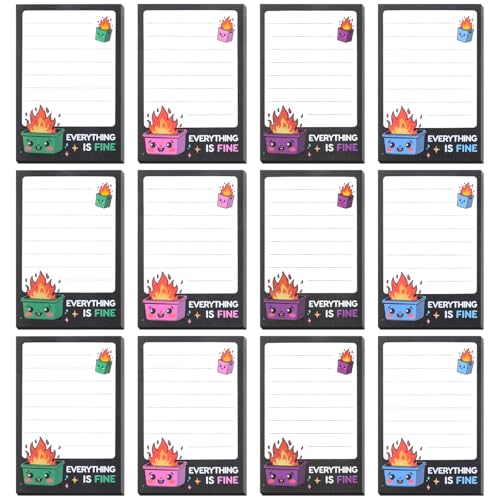 Dumpster On Fire Desk Accessories,12 Pads Pop up Cute Sticky Notes | 3.54 x 2.36 Inch,It's Fine I'm Fine Everything is Fine, Memo Notes Funny Office Gifts for Women Men Coworkers - color: 12pcs Dumpster-a
