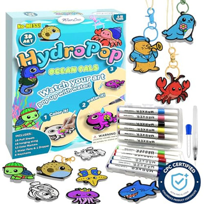 WurLoo Aqua Magic Puffs Paint 3D Art Kit Ocean Panl,Mess-Free Craft for Kids, DIY Color & Inflate Activity, Travel Toys & Creative Gifts for Girls and Boyd Ages 4, 5, 6, 7, 8, 9, 10 - color: Ocean Panl