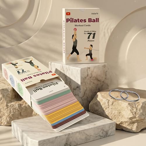 Mini Pilates Ball Workout Cards - 71 Exercises, Video Guide & 12-Week Plan