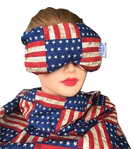 Eye Mask Lavender Eucalyptus, Sinus, Herbal Pack, Hot Cold Pack, Heat Wrap,Organic, Flax Seed, Microwave Therapy, Sleep Mask, Yoga Meditation Eye Pillow, Red White Blue USA
