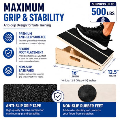 Professional Slant Board, Adjustable Incline Board and Calf Stretcher, Slant Board for Calf Stretching, Calf Stretcher Slant Board