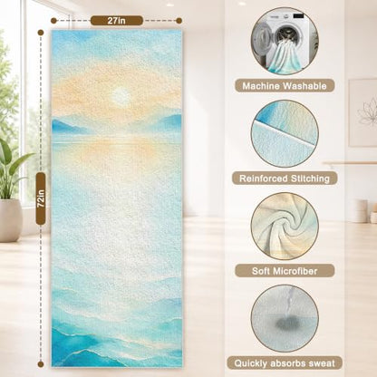Yoga Mat Towel, Hot Yoga Towel High-Definition Pattern, Machine Washable with Ultra-Absorbent Yoga Towels for Hot Yoga Non Slip for Fitness, Exercise, Pilates, 72 x 27 in, Blue Sunset - color: Blue Sunset