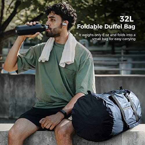 pack all Lightweight Travel Duffel Bag, 32L Foldable Weekender Bag | Ultralight, Packable, Water-Resistant, Tear-Resistant Nylon, YKK Zipper, Luggage Sleeve, For Travel, Camping, Gym, Navy - color: Navy, size: 32L