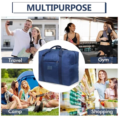 Travel Duffel Bag 12 PCS Foldable Travel Bag Bulk Carry on Luggage Bag Waterproof Tote Sports Gym Bag Lightweight Large Weekender Overnight Bag for Women and Men (Blue 12PCS) - color: Blue 12PCS