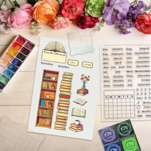 6Pcs Diary Journal Clear Stamps for Card Making, Star Rating Silicone Stamps for Crafting&DIY Scrapbooking, Weather & Reading Icons Journaling Decor - style: 29Pcs Diary Planner Clear Stamps