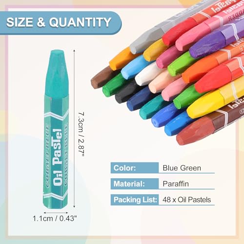 PATIKIL Blue Green Oil Pastels, 48Pcs Soft Oil Crayons Pastels Stick Vibrant and Creamy Art Supplies Bulk for Artists Beginners Art Painting Drawing Blending Graffiti Gallery - color: Blue Green