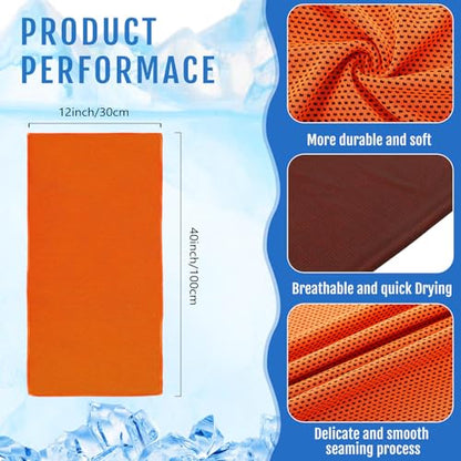 Hosuly 15 Pcs Cooling Towels 40" x 12", Orange - color: Orange