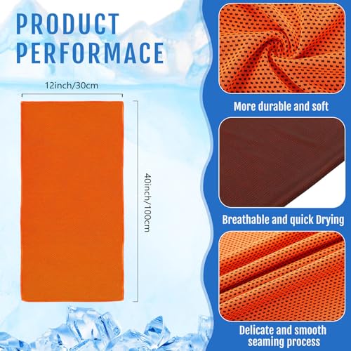 Hosuly 15 Pcs Cooling Towels 40" x 12", Orange - color: Orange