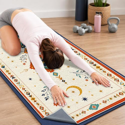 Hot Yoga Towel Non Slip, Ultra-Absorbent Yoga Mat Towel, Soft with Printed Design, Machine Washable, Yoga Pilates Towel Suitable for Exercise, Pilates, Yoga, 72x27in.Two Diamond - color: Two Diamond