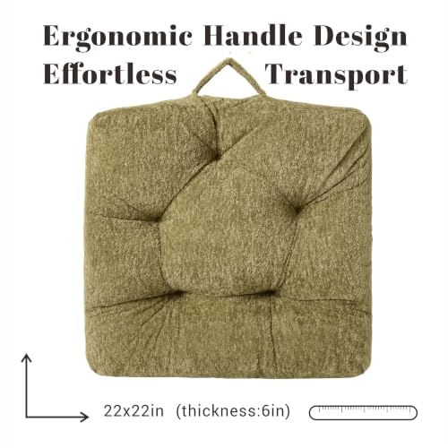Floor Cushion Pillow, Portable Large - color: Square, Green