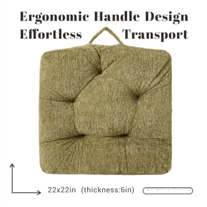 Floor Cushion Pillow, Portable Large - color: Square, Green