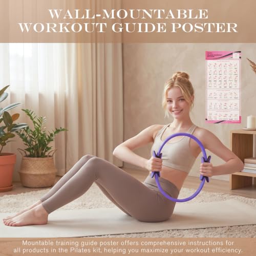 RitFit Pilates Ring 14 Inch Magic Fitness Circle for Inner Thigh Toning | Bonus Workout Guide & Storage Bag Included, Lightweight & Portable, Pilates Yoga Full Body Toning - style: Purple Kit