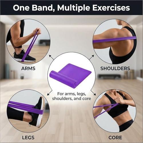 Resistance Band Portable Elastic Fitness Stretch Band for Yoga, Pilates, Home Strength Training and Athletic Tension Exercises - color: Purple