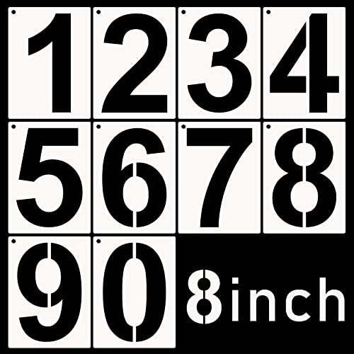 DXCYZ 8 Inch Large Number Stencils Kit 0-9 Address Number Stencil, 10PCS Reusable Plastic Painting Number Templates for Mailbox Signs, Door, Cars, Trucks, Home, Business, Window - size: 8 Inch