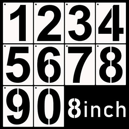 DXCYZ 8 Inch Large Number Stencils Kit 0-9 Address Number Stencil, 10PCS Reusable Plastic Painting Number Templates for Mailbox Signs, Door, Cars, Trucks, Home, Business, Window - size: 8 Inch