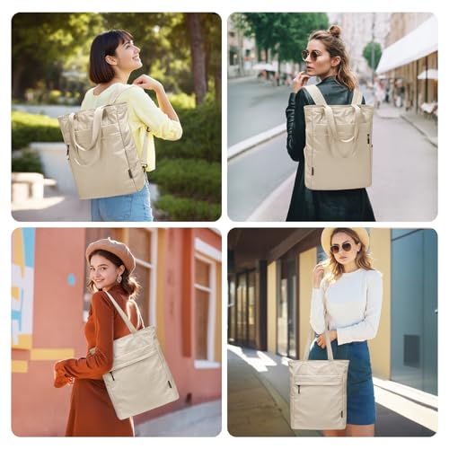 GOLF SUPAGS Foldaway Convertible Tote Backpack Lightweight Nylon Daypack for Women Men City Pack Versatile Backpack for Leisure Travel, Apricot - color: Apricot