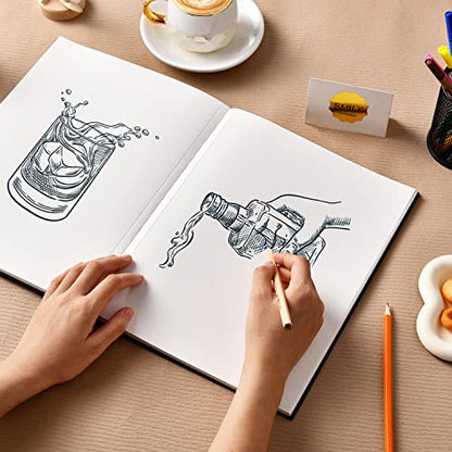 Hardcover Sketch Book, Sketchbook Drawing Pad,160GSM Thick Sketching Paper | Smooth, 46 Sheets/92 Pages, Acid-Free Art Paper, Micro-Perforated Pages, High Quality,Easy Tear Off, Sturdy Binding, 9" x 12"