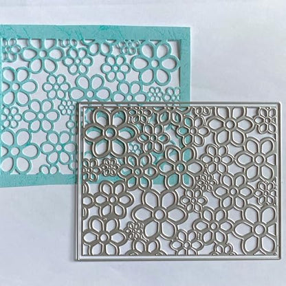 3D Frame Cutting Dies Background Dies Cut Grid Flowers Metal Stencils for Card Making Album Arts DIY Craft Embossing Template Scrapbooking Album Decor (Covered with Flowers-14x10.9cm) - style: Flowers Frame