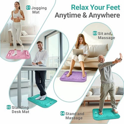 Foot Massage Mat with Two Massage Balls, 5-Zone Acupressure & Reflexology Mat for Various Stimulation, Portable Pressure Point Pad for Feet Relaxation, Pain, Fatigue Relief((Lake Blue) - color: Lake Blue