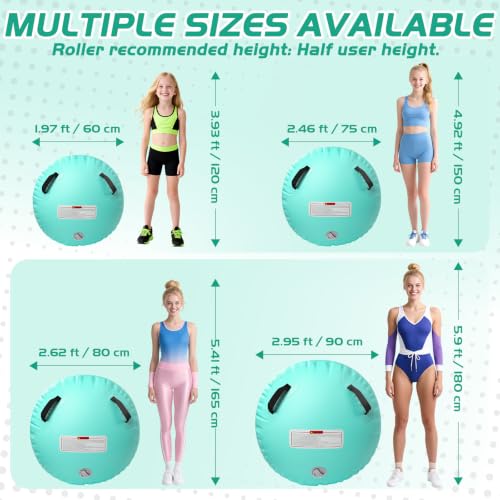Inflatable Gymnastics Air Roller Barrel Green 47x29inch - color: Green, size: 47*29 Inch