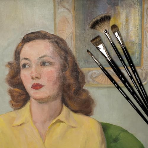 Creative Mark Hamburg Premiere Professional Oil Painting Brushes - Medium Asst Set of 4 Handmade Oil Paint Brushes w/ #14 Filbert - Natural & Synthetic Blend, Long Triple-Lacquered Birch Handle - size: Medium - Set of 5