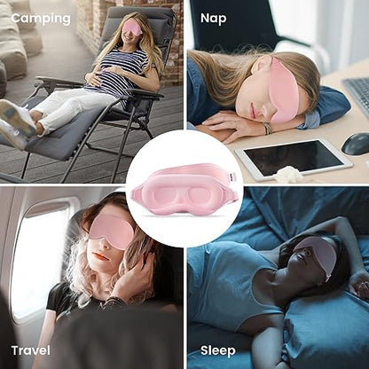 Audree Eye Mask for Sleeping - 3D Contoured 100% Sleep Mask Light Blocking, Sleeping Eye Mask for Women Men, Zero Eye Pressure Night Blindfold, Soft Eye Cover - Pink - color: Pink