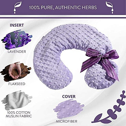 Sonoma Lavender Luxury Lavender Neck Pillow, Lilac Dot | Heatable/Chillable, Microwaveable for Neck and Shoulders, Removable Washable Covers, Great for Relaxation and Pain Relief - color: Lilac Dots