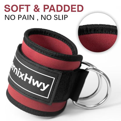 Fitness Ankle Straps for Cable Machine, Premium Neoprene Padded Adjustable Ankle Cuffs, Home Gym Cable Attachment for Glute Kickbacks, Booty Workouts, Leg & Hip Exercises - size: Single