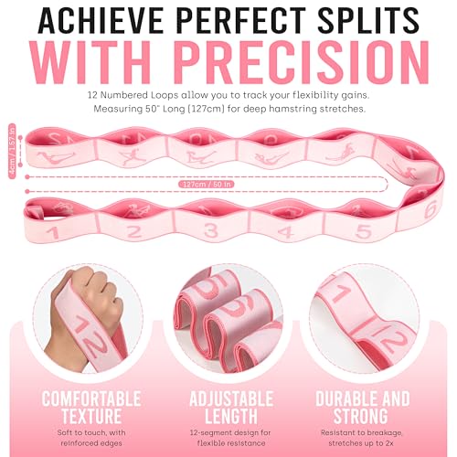 Resistance Bands, Stretch Band for Exercise, Physical Therapy, Rehab & Flexibility, Home Gym Equipment for Yoga, Pilates, Dance, Gymnastics, Number Loop Elastic Strap for Leg and Hip Stretches - color: 1-Pink