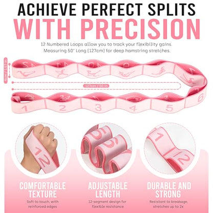 Resistance Bands, Stretch Band for Exercise, Physical Therapy, Rehab & Flexibility, Home Gym Equipment for Yoga, Pilates, Dance, Gymnastics, Number Loop Elastic Strap for Leg and Hip Stretches - color: 1-Pink