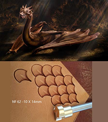 DandS ltd Leather Stamp Tool Set, Dragon Scale, Professional Steel Craft Tool for Leatherworking, Embossing, Carving & Stamping Leather Projects, Belts & DIY Projects Compatible with Mallet #62Set - color: Dragon Scale Set