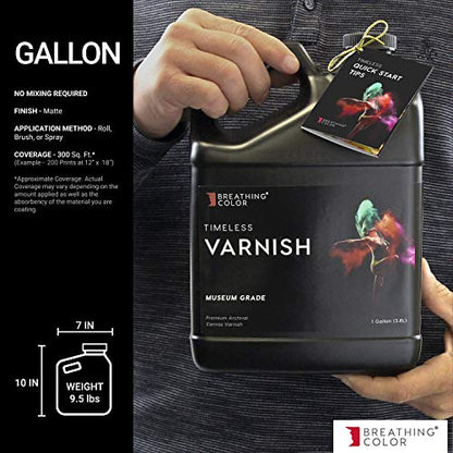 Breathing Color Timeless Archival Print Varnish - 1 Gallon Matte Finish - Premium Water-Based Canvas Coating with Fade Protection and No Glare Finish - size: Gallon