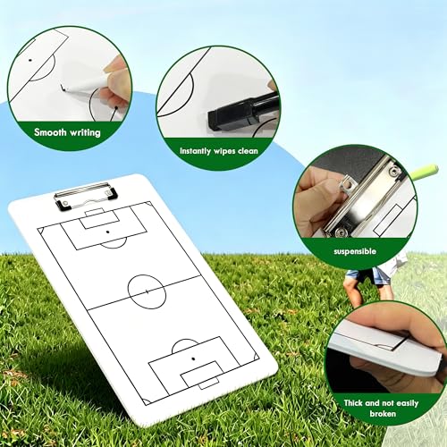 Soccer Coaching Board Dry Erase Soccer Tactics Clipboard Double Sided Coaching Board with Full and Half Field Layout, Soccer Strategy Board with Marker for Coaches - color: Soccer Coach Whiteboard