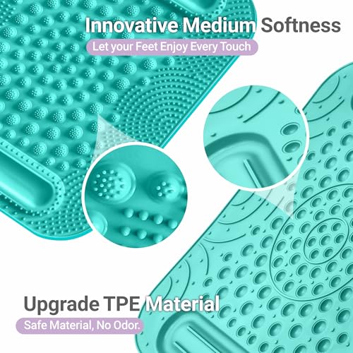 Foot Massage Mat with Two Massage Balls, 5-Zone Acupressure & Reflexology Mat for Various Stimulation, Portable Pressure Point Pad for Feet Relaxation, Pain, Fatigue Relief((Lake Blue) - color: Lake Blue