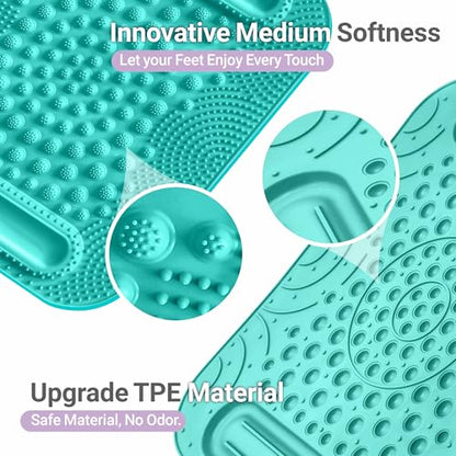 Foot Massage Mat with Two Massage Balls, 5-Zone Acupressure & Reflexology Mat for Various Stimulation, Portable Pressure Point Pad for Feet Relaxation, Pain, Fatigue Relief((Lake Blue) - color: Lake Blue