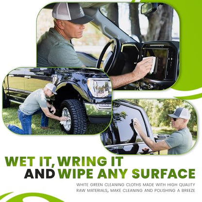 The White Green Cloth 1-Pack Reusable Cleaning Cloth for Streak-Free Windows, Mirrors & All-Purpose Cleaning – Chemical-Free, Absorbent, Non-Abrasive, 16" x 16" White Cleaning Rag, Made in the USA