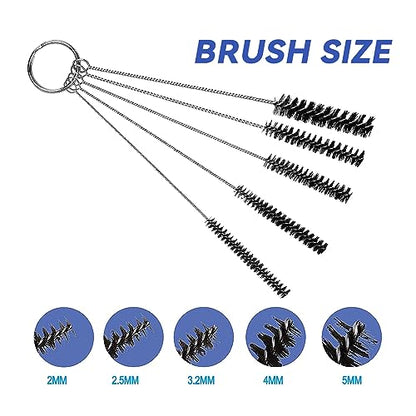 Langlengtec Airbrush Cleaning Kit Wash Jar with 5pcs Nozzle Set, 5pcs Brushes for Home and Office Use, Stainless Steel Duster with air Brush Needle Wrench