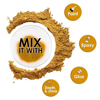 U.S. Art Supply Mica Pearl Pigment Powder Kit, 6 Metal Tones 3.5oz (100g) | Jewelescent - Cosmetic Grade, Epoxy Resin Color Pigment, Mica Powder for Resin, Soap, Slime, Candle Dye, Art - style: 6 Color - Metal Colors