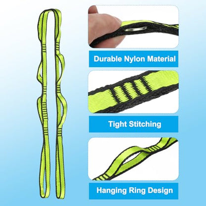 PATIKIL Daisy Chain Straps, Strong Climbing Strap Adjustable Nylon Chain Sling with Loops for Aerial Yoga Hammock Swing - color: Green, size: 43 Inch