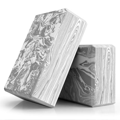 2-Pack Yoga Blocks, High-Density 9"x6"x3" Yoga Brick Foam Blocks Non-Slip EVA Foam Block Yoga Props Accessories for Yoga Pilates Stretching and Meditation - color: Camo Grey