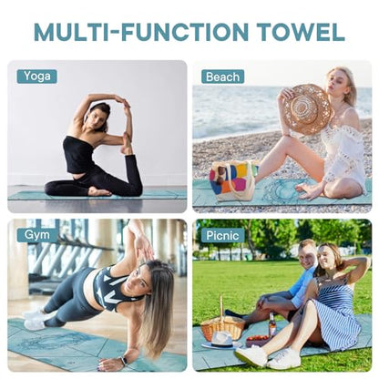 Yoga Towels, Non Slip Hot Yoga Mat Towel with Grip Dots,Super-Absorbent Soft Microfiber Yoga Blanket for Pilates, Fitness and Workout 72inch x 24inch - color: New Styles Blue