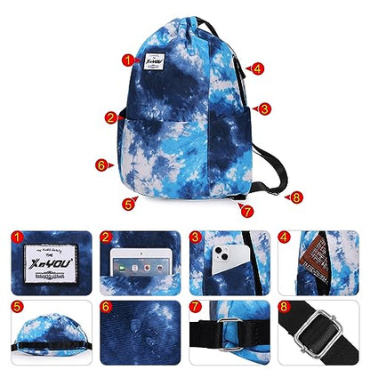 XEYOU Drawstring Backpack Bag Sport Gym Sackpack Beach Cinch Bag | Lightweight Swimming Bag, Water-Resistant Fabric, Travel Daypack for Women and Men - color: Gradient Blue White
