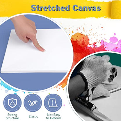 Stretched Canvases for Painting, 8PCS Multi Pack Canvas 3x5”, 5x7”, 8x10”, 10x12”(2 of Each), Acid-Free Wood Frame Blank Canvas, Art Canvas Pre Primed for Acrylic, Oil Painting, Tempera Paintings. - size: 8PCS-4sizes（2 of Each）