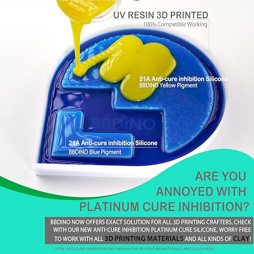 Platinum Silicone Mold Making 31A Special for 3D Printing Mold 1100g | Anti Cure Inhibition 1A:1B Mix Self Degassing 3h Fast Cure Silicone for 3D Printing Project & Clay Sculpture Molds Making
