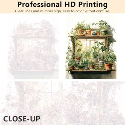 Paint by Number for Adults Green Plant, Paint by Numbers Kit for Adults Leaf, DIY Acrylic Paint by Numbers Kits on Canvas Potted, Acrylic Painting Kits Art Crafts 16"x20"(Frameless) - color: Green Plant