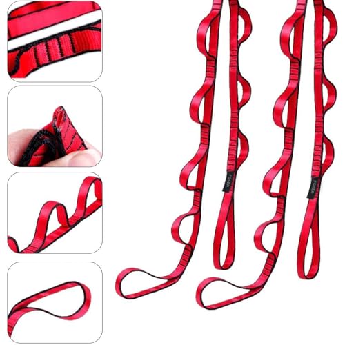 FOSER 2pcs Daisy Chains, Yoga Hammock Extension Strap, Adjustable Nylon Strap Fitness Pilates and Exercise Extend Strap - color: RED