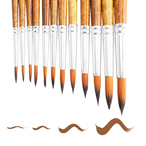 Watercolor Paint Brushes FENORKEY 12Pcs Round for Watercolor, Acrylic & Gouache